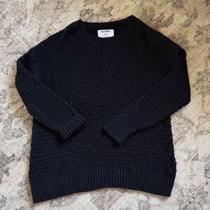 Old Navy Black Waffle-Knit Crewneck Sweater - women's